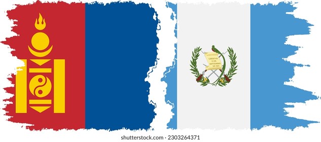 Verbindung Guatemala und Mongolei mit Grunge-Flaggen, Vektorgrafik