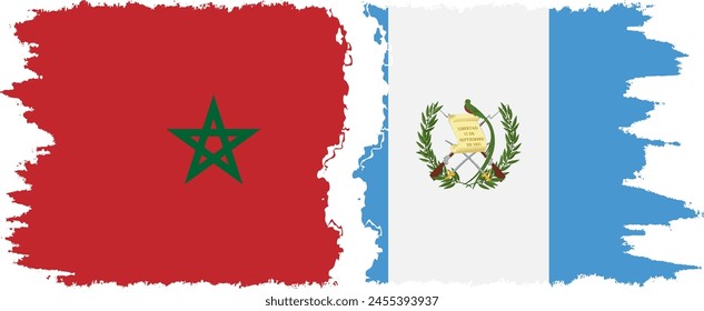 Guatemala and Morocco grunge flags connection, vector