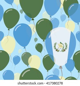 Guatemala National Day Flat Seamless Pattern. Flying Celebration Balloons in Colors of Guatemalan Flag. Guatemala Patriotic Background with Celebration Balloons.