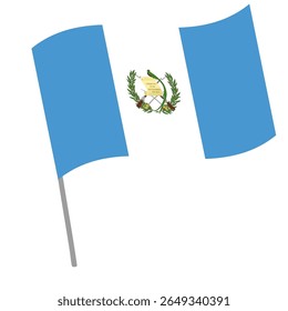 Guatemala national flag flutters with flagpole