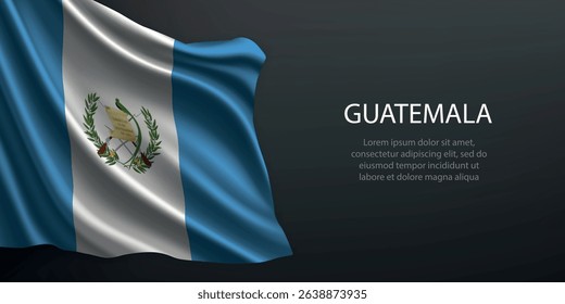 Guatemala national flag with ripples and shadows on a gradient black backdrop