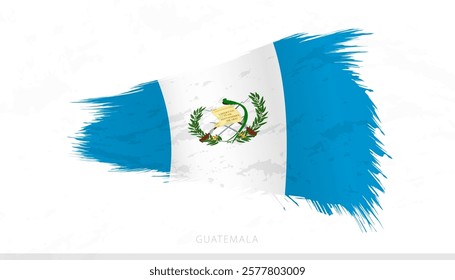 Guatemala National Flag with Textured Brush Strokes. Artistic Brush Stroke Design.