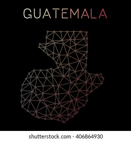 Guatemala network map. Abstract polygonal Guatemala network map design. Map of Guatemala network connections. Vector illustration.