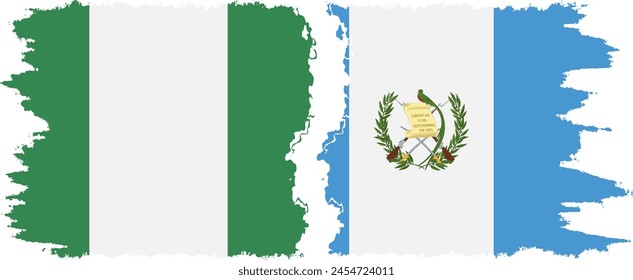 Guatemala and Nigeria   grunge flags connection, vector