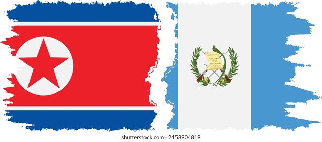 Guatemala and North Korea grunge flags connection, vector