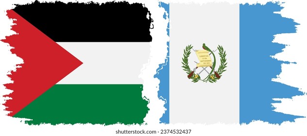 Guatemala and Palestine grunge flags connection, vector