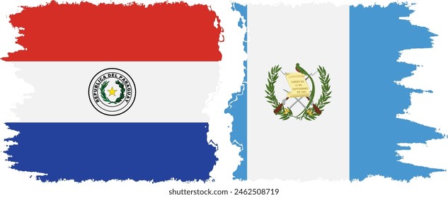 Guatemala and Paraguay grunge flags connection, vector