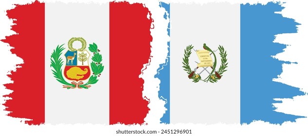 Guatemala and Peru grunge flags connection, vector