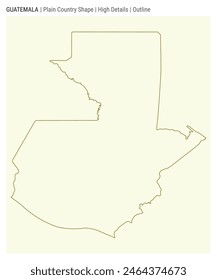 Guatemala plain country map. High Details. Outline style. Shape of Guatemala. Vector illustration.
