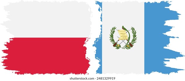 Guatemala and Poland grunge flags connection, vector