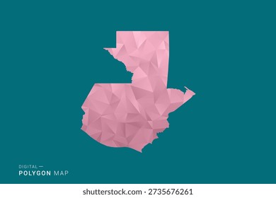 Guatemala polygon map vector illustration in low poly geometric style, soft pastel colors with pink and teal green tones, clean silhouette on solid background, ideal for infographic.