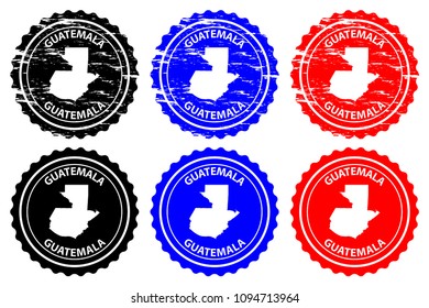 Guatemala - rubber stamp - vector, Republic of Guatemala map pattern - sticker - black, blue and red