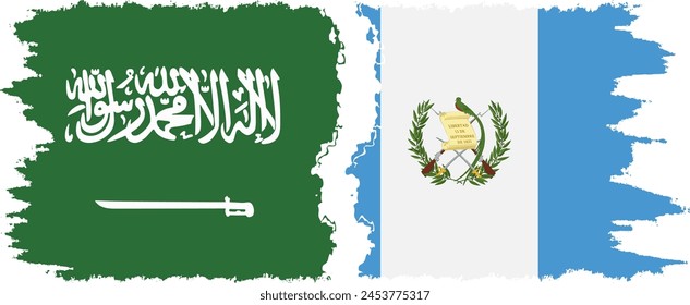 Guatemala and Saudi Arabia grunge flags connection, vector