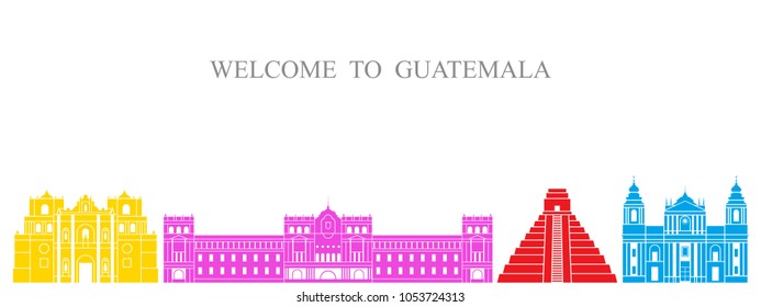 Guatemala set. Isolated Guatemala architecture on white background. EPS 10. Vector illustration