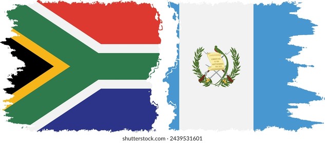 Guatemala and South Africa grunge flags connection, vector