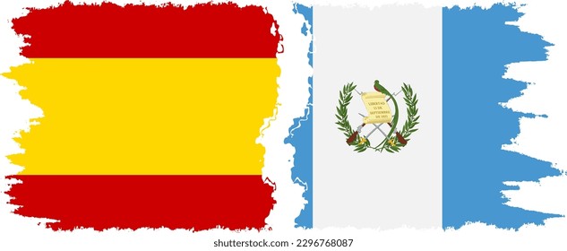 Verbindung Guatemala und Spanien mit Grunge-Flaggen, Vektorgrafik