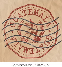 Guatemala Stamp Travel Passport. Design Retro Symbol Country. Old Vintage Postmark.