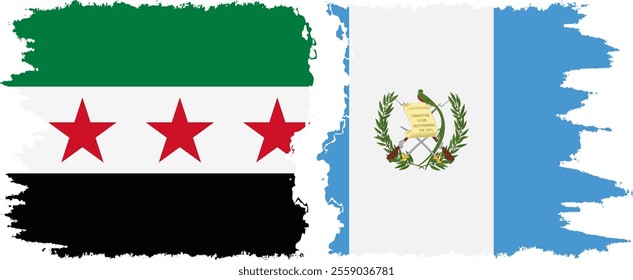 Guatemala and Syrian Revolution grunge flags connection, vector