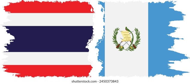 Guatemala and Thailand grunge flags connection, vector