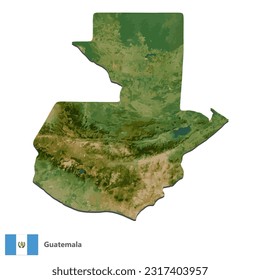 Vector de mapa de país de la topografía de Guatemala