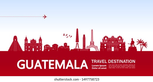 Guatemala travel destination grand vector illustration.