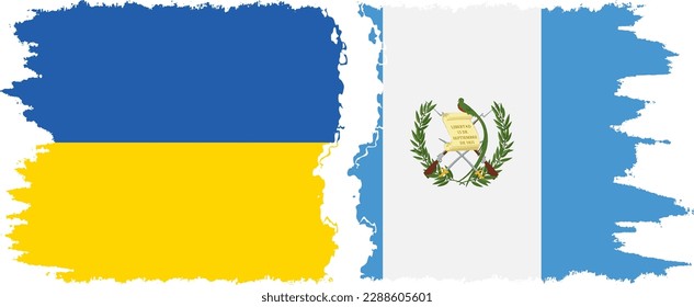 Guatemala and Ukraine grunge flags connection, vector