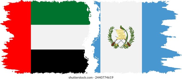 Guatemala and United Arab Emirates grunge flags connection, vector