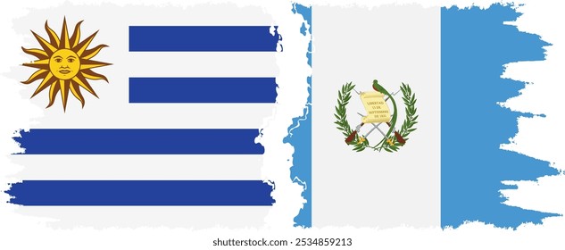 Conexión de banderas grunge de Guatemala y Uruguay, Vector