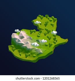 Guatemala Vector Low Poly 3D Cartoon Map