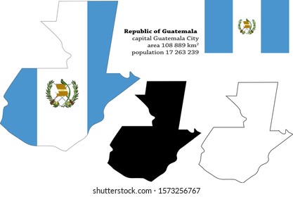 Guatemala vector map, flag, borders, mask , capital, area and population infographic