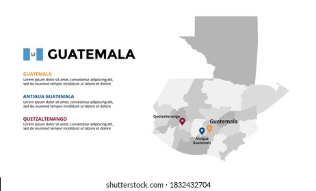 Guatemala vector map infographic template. Slide presentation. Global business marketing concept. North America country. World transportation geography data. 