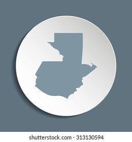 Guatemala vector map on a paper circle. Cut out from white paper icon map of Guatemala. Vector icon map of Guatemala on dark background. Paper cut style country map. 