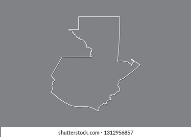Guatemala vector map with single border line boundary using white color on dark background illustration