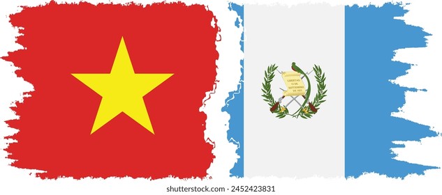 Guatemala and Vietnam grunge flags connection, vector