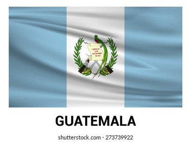 Guatemala Waving flag isolated vector in official colors and Proportion Correctly. waving wind Flag realistic fabric effect. country's name label in bottom
