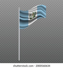 Guatemala waving flag on metal pole. Vector illustration.
