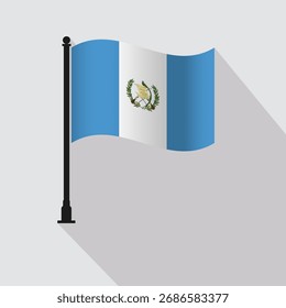 Ilustração do vetor de polo da bandeira ondulante da Guatemala