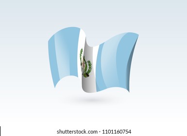 Guatemala waving flag vector icon, national symbol. Flag of Guatemala, fluttered in the wind - vector illustration isolated on white background.