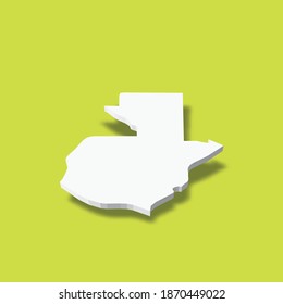 Guatemala - weiße 3D-Silhouette-Karte des Landes mit heruntergefallenem Schatten auf grünem Hintergrund. Einfache flache Vektorgrafik.