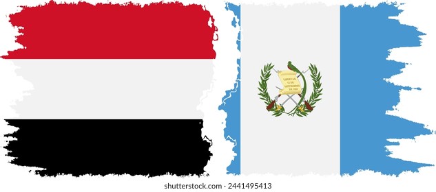 Guatemala and Yemen grunge flags connection, vector