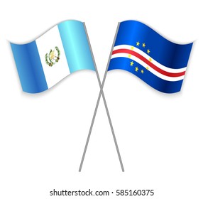 Guatemalan and Cabo Verdean crossed flags. Guatemala combined with Cape Verde isolated on white. Language learning, international business or travel concept.