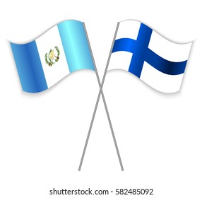 Guatemalan and Finnish crossed flags. Guatemala combined with Finland isolated on white. Language learning, international business or travel concept.