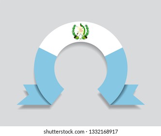 Guatemalan flag rounded ribbon abstract background. Vector illustration.