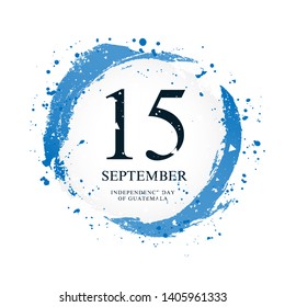 Guatemalan flag in the shape of a circle. September 15 - Independence Day in Guatemala. Vector illustration on white background. Brush strokes drawn by hand.
