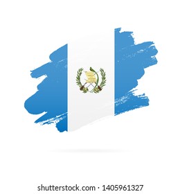 Guatemalan flag. Vector illustration on white background. Brush strokes drawn by hand.