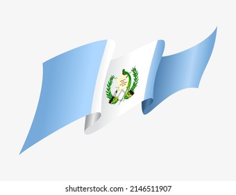 Bandera guatemalteca ondeada de fondo abstracto. Ilustración vectorial.