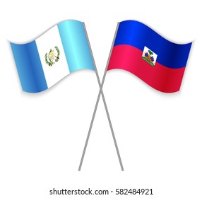 Guatemalan and Haitian crossed flags. Guatemala combined with Haiti isolated on white. Language learning, international business or travel concept.