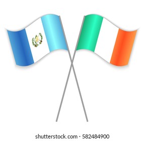 Guatemalan and Irish crossed flags. Guatemala combined with Ireland isolated on white. Language learning, international business or travel concept.