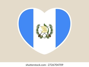 Guatemalan national flag vector designed in a heart shape as a symbol of love and patriotic pride..