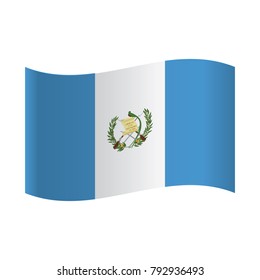 Guatemalan national official flag. Patriotic symbol, banner, element, background. Correct colors. Flag of Guatemala waving on white background, vector illustration.